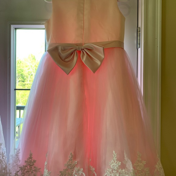 Pink Flower Girl Dress Size 12 - Picture 3 of 4